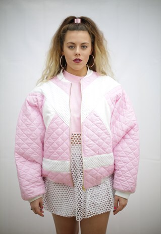 PINK QUILTED BOMBER JACKET