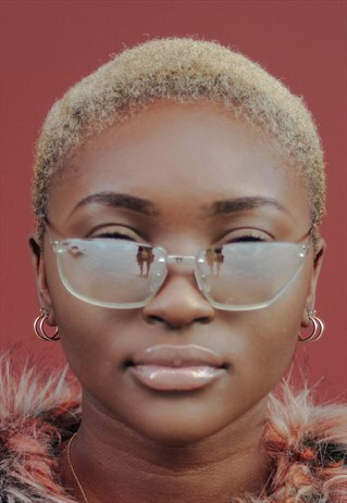 CENA CLEAR RIMLESS VINTAGE SUNGLASSES RETRO 80S 90S