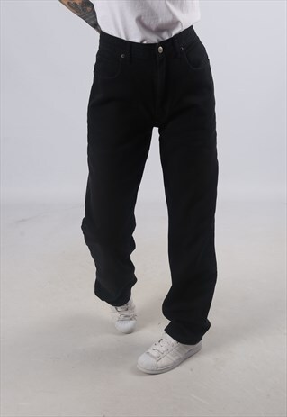 VINTAGE HIGH WAISTED DENIM JEANS STRAIGHT WINTER LINED (C3N)