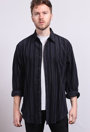 VINTAGE CORDUROY CORD SHIRT BLUE