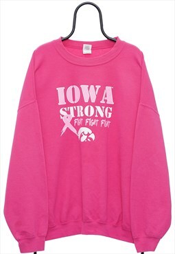 Retro Iowa Graphic Pink Sweatshirt Mens