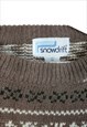 VINTAGE  JUMPER SNOWDRIFT CHRISTMAS  IN BROWN L