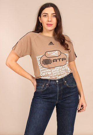 VINTAGE 90S ADIDAS T-SHIRT IN BROWN
