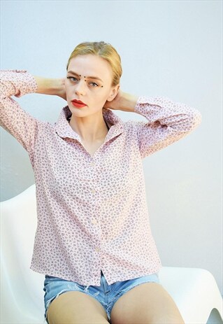 90'S RETRO MOD ABSTRACT DOT PRINT PASTEL OVERSIZED SHIRT
