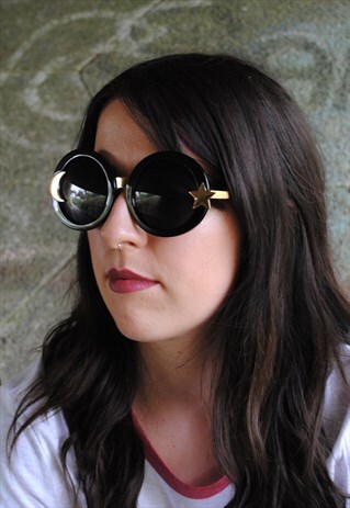 MOONCHILD MOON AND STAR ROUND BLACK SUNGLASSES