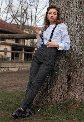 RARE CELINE GREY WOOL PANTS