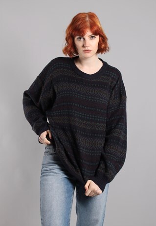 VINTAGE 80S PATTERNED OVERSIZE JUMPER
