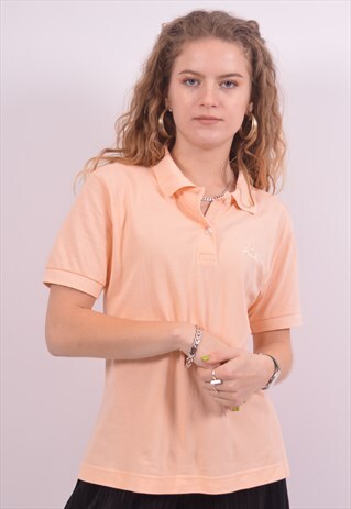 KAPPA WOMENS VINTAGE POLO SHIRT MEDIUM ORANGE 90S