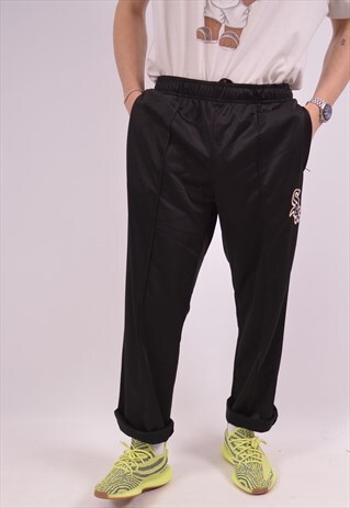 VINTAGE MAJESTIC BOSTON RED SOX TRACKSUIT TROUSERS BLACK