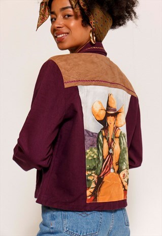 VINTAGE 90'S MAROON DENIM JACKET