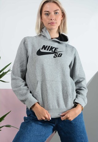 VINTAGE NIKE SB SPELL OUT HOODIE IN GREY .