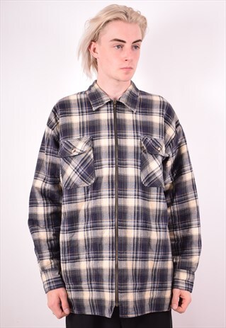 MENS VINTAGE JACKET XL MULTI CHECK 90S