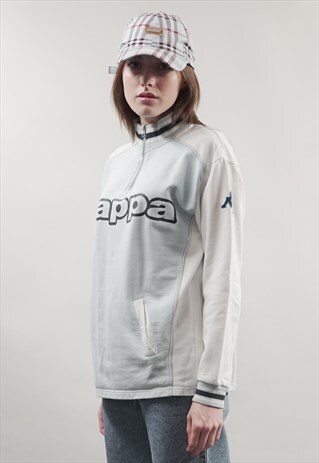 VINTAGE 90'S KAPPA PASTEL COLOUR BLOCK ZIP-UP SWEATER