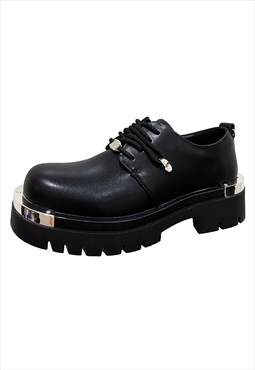Metal coated brogues grunge shoes edgy luxury boots in black