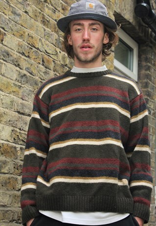 VINTAGE / 80'S / BROWN PATTERNED JUMPER