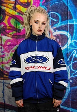 Racing jacket blue motorsports bomber Ford varsity