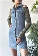 VINTAGE 90'S MUSTANG BLUE JEANS SLIM FIT BUTTON UP DRESS