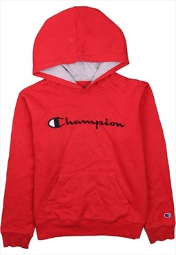 Vintage 90's Champion Hoodie Pullover Spellout Plain Red