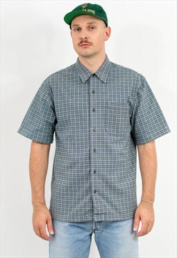 Timberland vintage short sleeved shirt in plaid blue