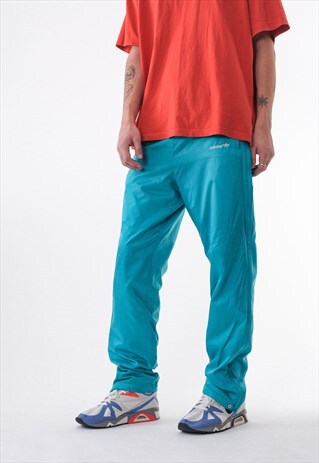VINTAGE ADIDAS ORIGINALS TRACKSUIT PANTS 90S TURQUOISE BLUE