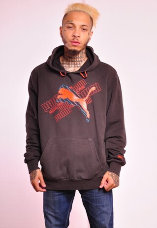 VINTAGE PUMA 90S RETRO BLACK HOODIE