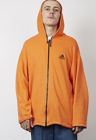 VINTAGE 90'S ADIDAS ORANGE ZIP-UP OVERSIZED HOODIE
