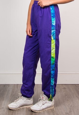 90'S VINTAGE PURPLE SHELLSUIT TRACKSUIT BOTTOMS TROUSERS