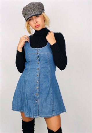 VINTAGE 90S BUTTON UP DENIM DRESS
