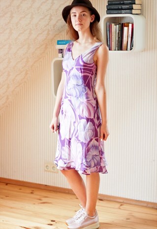 SHORT PURPLEN FLORAL VINTAGE DRESS