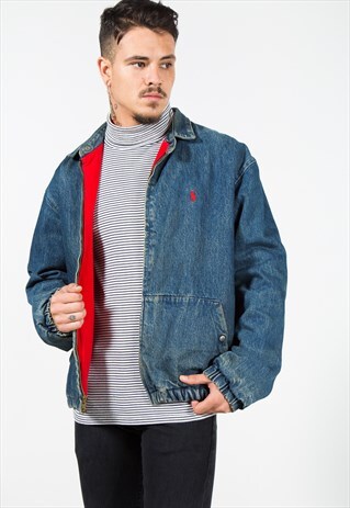 VINTAGE 80S POLO RALPH LAUREN DENIM WINTER BOMBER / S1162