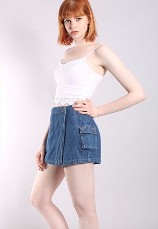 VINTAGE 90S DENIM SKORT COMBAT SHORTS