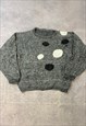 VINTAGE KNITTED JUMPER ABSTRACT PATTERNED GRANDAD SWEATER