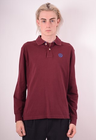 HENRI LLOYD MENS VINTAGE POLO SHIRT LONG SLEEVE MEDIUM 90S