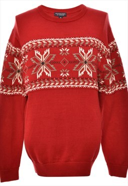 Vintage Beyond Retro Nordic Red Jumper - M