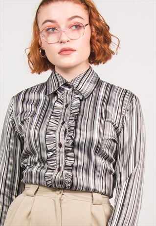 VINTAGE 70'S BLACK & WHITE STRIPED SHIRT