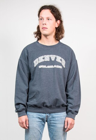 VINTAGE 90'S GREY DENVER COLORADO SWEATSHIRT JUMPER