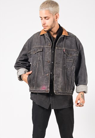 VINTAGE 80S LEVI'S CONTRAST COLLAR DENIM JACKET / S1548