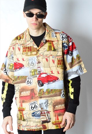 VINTAGE 90S ROUTE 66 SHORT SLEEVE SHIRT