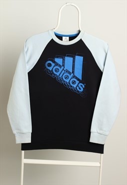 Vintage Adidas Crewneck Logo Sweatshirt Black Navy