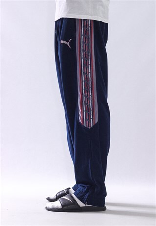 VINTAGE MENS PUMA LOGO STRIPES SUIT JOGGER TROUSERS PANTS
