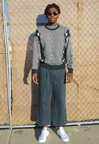 80S 90S NEW WAVE MINIMALIST LUXURY ABSTRACT PATTERN SWEATER