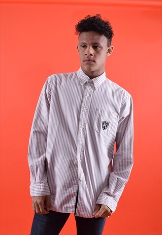PINK AND WHITE RALPH LAUREN LONG SLEEVED SHIRT