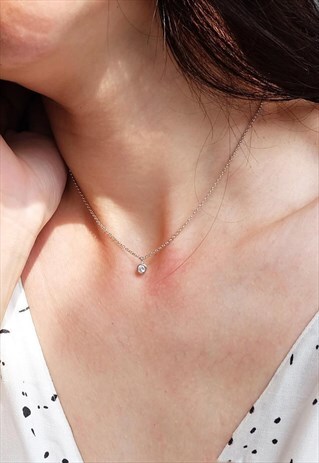 CUBIC ZIRCONIA STERLING SILVER LAYERED NECKLACE