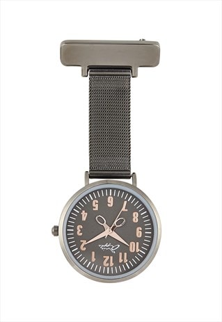 ANNIE APPLE GREY AND ROSE GOLD MESH NURSE FOB WATCH LADIES