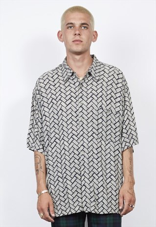 VINTAGE 90'S GREEN DIAGONAL PRINT SHIRT