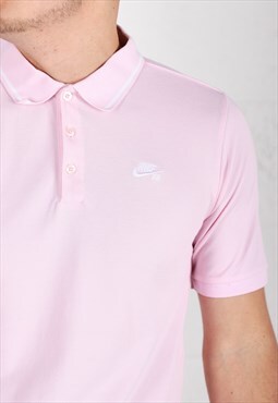 Vintage Nike Polo Shirt in Pink Short Sleeve Tee Small