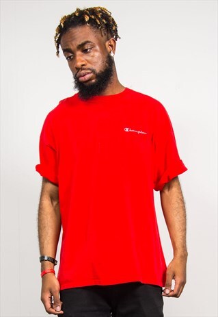 VINTAGE CHAMPION USA 90'S RED CREW NECK T-SHIRT