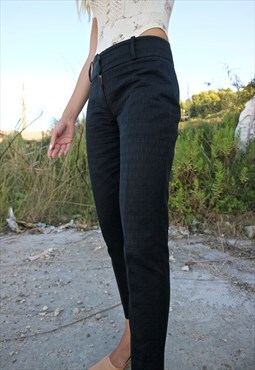 00s Vintage RARE Fendi zucca black trousers