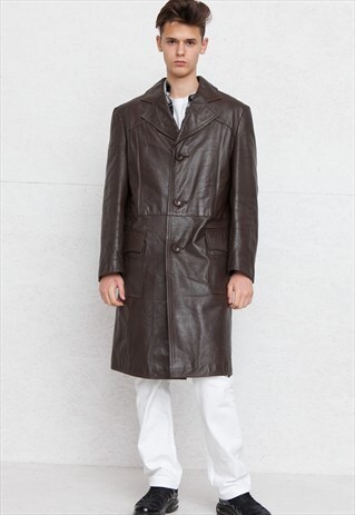 VINTAGE BROWN LEATHER COAT