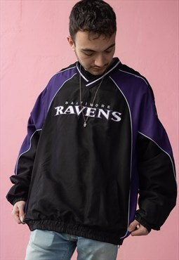 Vintage Baltimore Ravens NFL Windbreaker Sweatshirt in Black